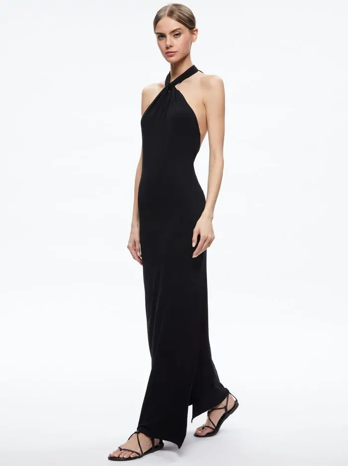 AMAYA HALTER NECK HIGH SLIT DRESS